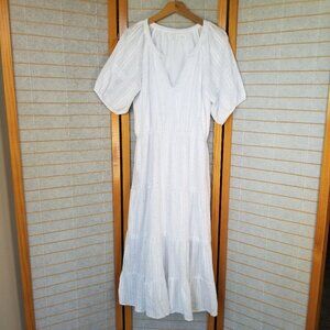 Betsey Johnson Tiered White Confetti Dress Size Large Puff Sleeve